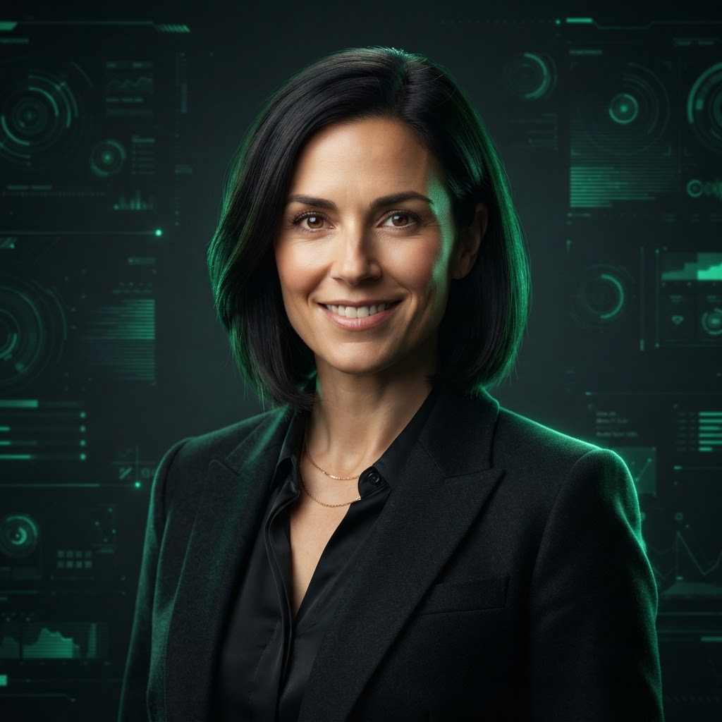 Holographic profile portrait of Elena Vasquez, Operations & Delivery